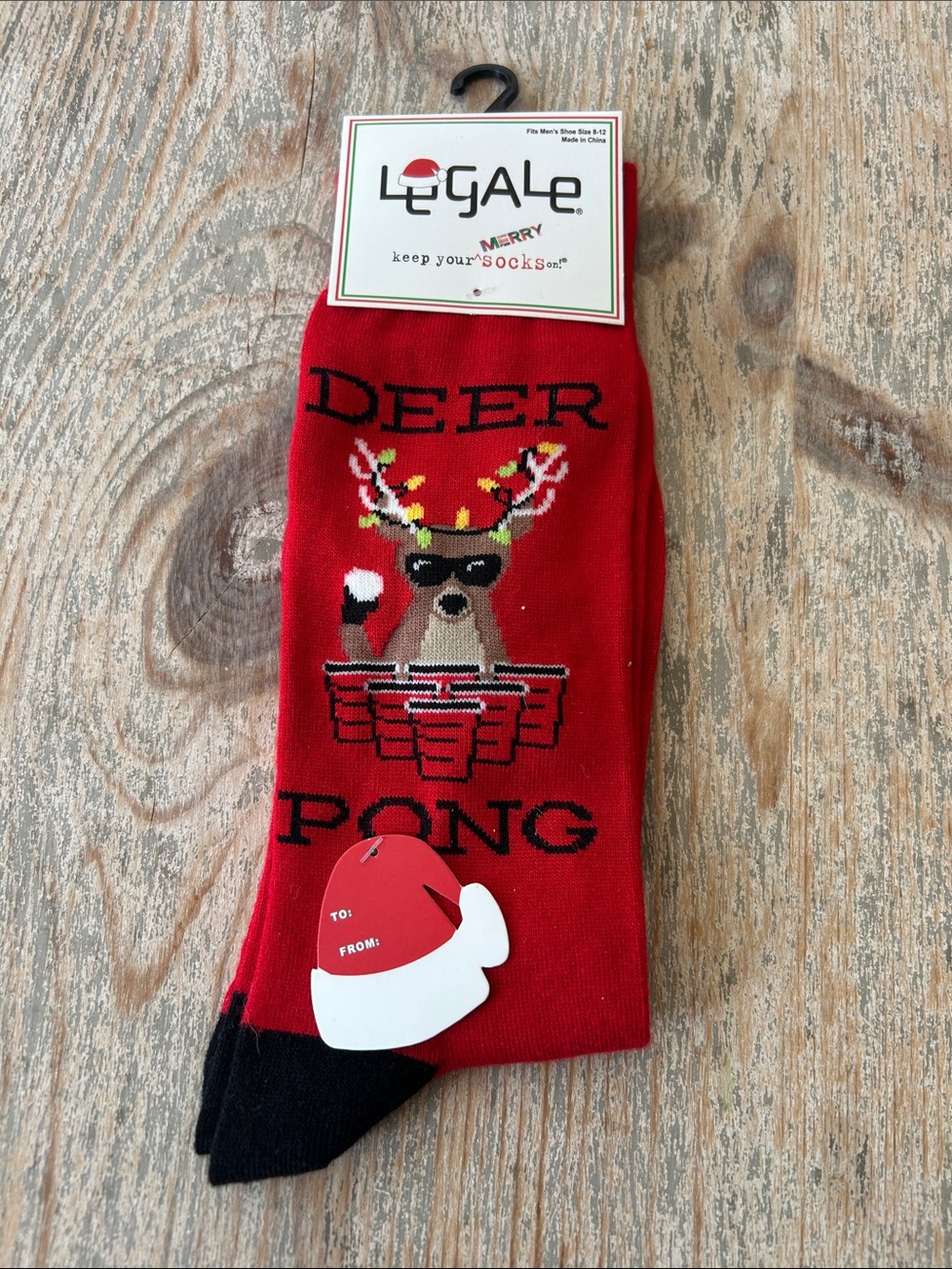 Legale Red 'Deer Pong' Men's Novelty Socks